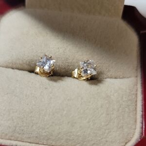 Gold-14k Clear Stone Stud Earrings - Women Jewelry